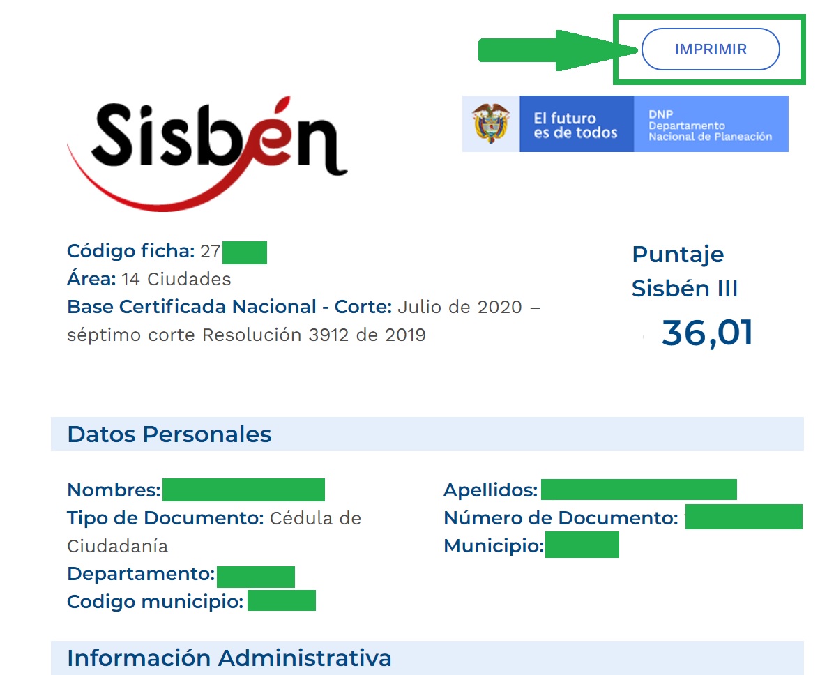certificado del sisben